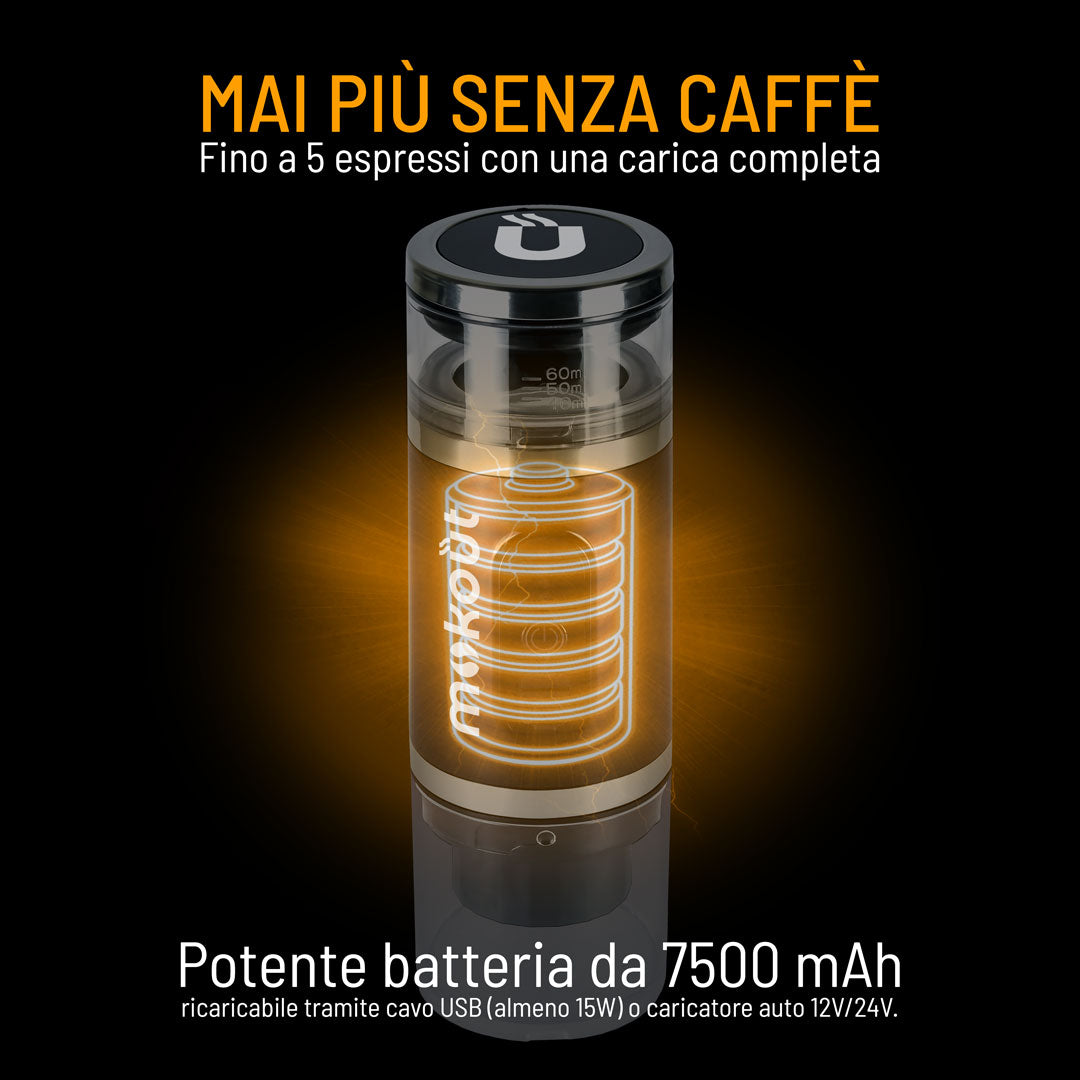 Mokout | macchina per caffè espresso portatile con monta-latte elettrico 4 in 1