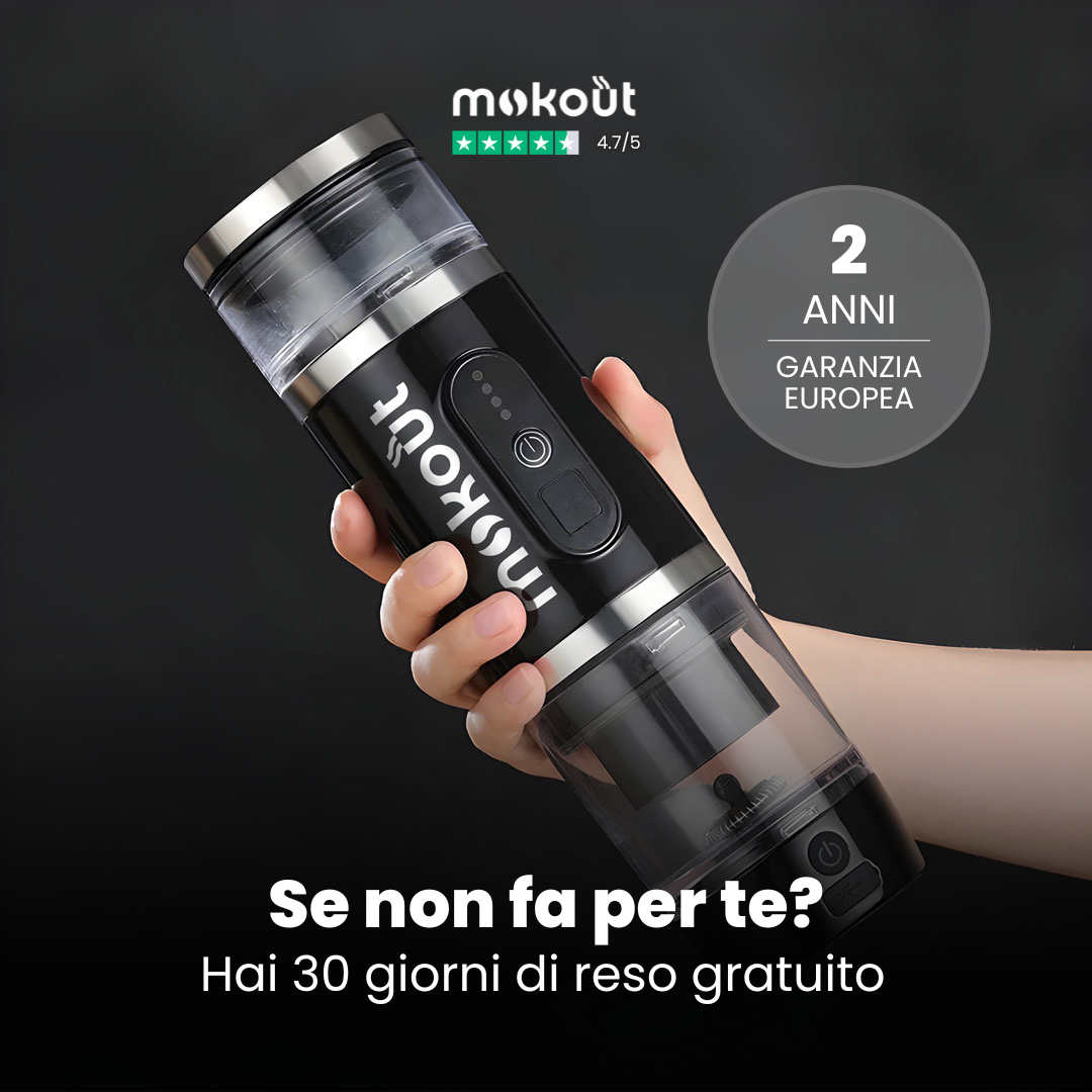 Mokout | macchina per caffè espresso portatile con monta-latte elettrico 4 in 1