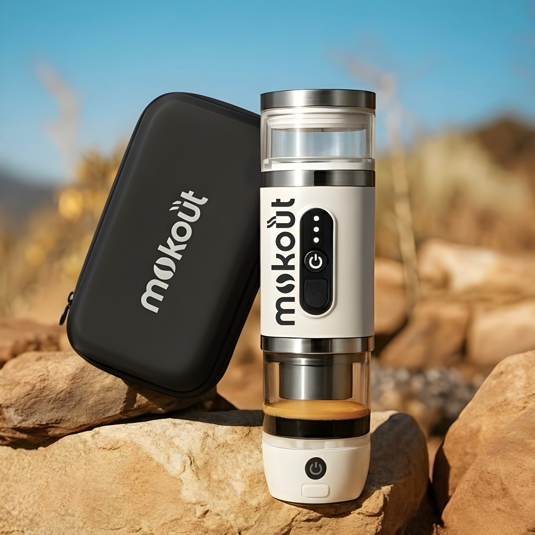 Mokout | macchina per caffè espresso portatile con monta-latte elettrico 4 in 1